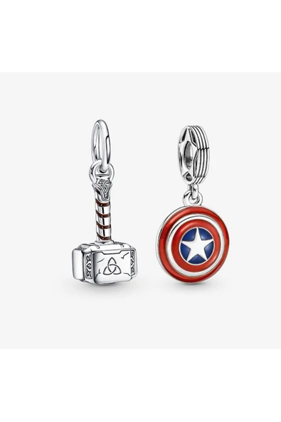 Lovecharm Marvel Thor'un Çekici ve Kaptan Amerika Kalkanı Charm İkilisi ürün görseli 1