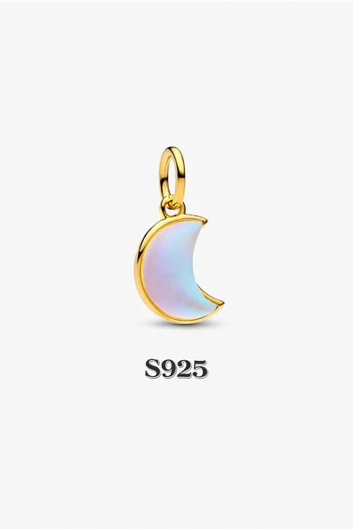 Lovecharm Gümüş Işıltılı Gold Mavi Yeni Ay Charm ürün görseli 1