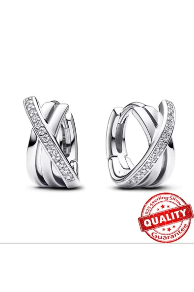 Lovecharm Gümüş Geçişli Pave Halka Küpe ürün görseli 1