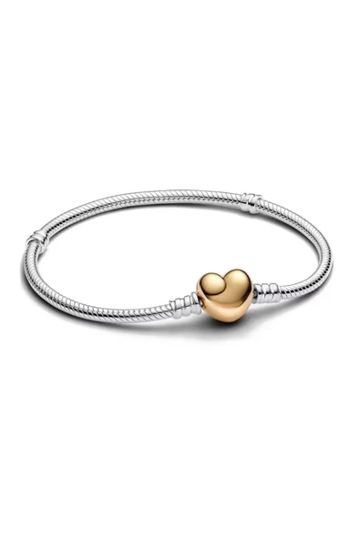 Lovecharm Gümüş Damgalı Kalp Klipsli Yılan Zincir Bileklik ürün görseli 1