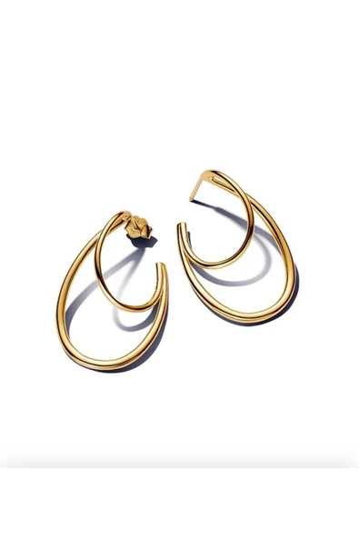 POSEİDONS JEWELLERY S925 Organil Şekilli Çift Halka Küpeler ürün görseli 1
