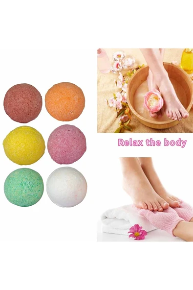 Sisa Banyo Ayak Spa Topu Nem Bombası 6'lı Manikür Pedikür Bakım Profesyonel Köpüren ürün görseli 1