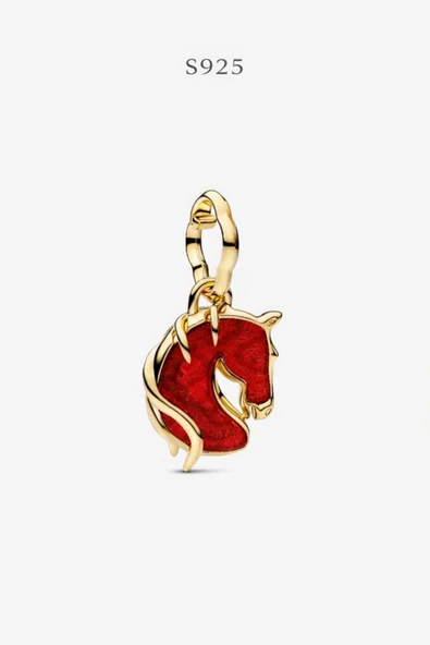 POSEİDONS JEWELLERY Kırmızı Ateşli At Murano Camı Sallantılı Charm ve Kolye Ucu ürün görseli 1