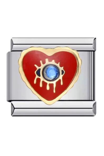 Lovecharm Kırmızı Kalp Mavi Nazar Göz 316 L Çelik İtalyan Charm ürün görseli 1