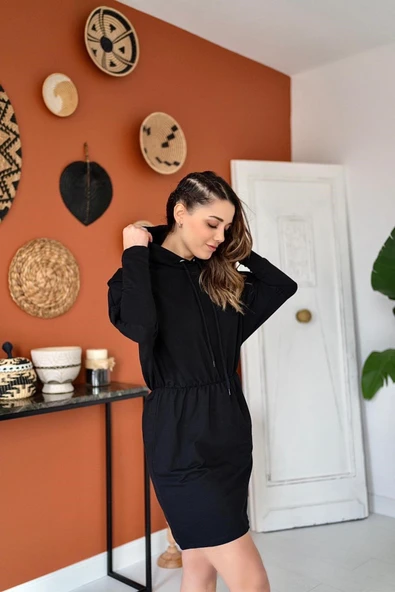Siyah Sweatshirt Spor Elbise - Resim 2