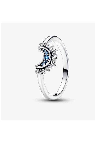 POSEİDONS JEWELLERY Gökyüzü Mavisi Işıltılı Ay Yüzük S925 Ayar ürün görseli 1