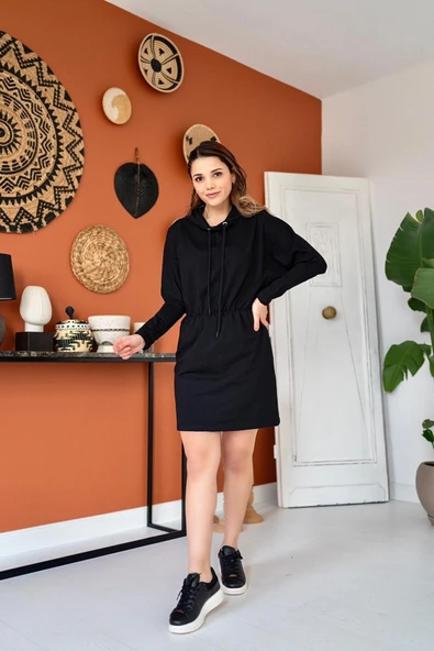 Siyah Sweatshirt Spor Elbise - Resim 3