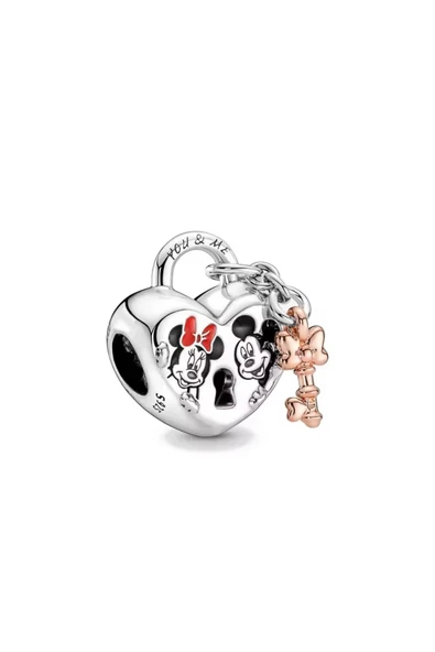 POSEİDONS JEWELLERY Disney Mickey Mouse Ve Minnie Anahtar Kilit Charm s925 Ayar ürün görseli 1