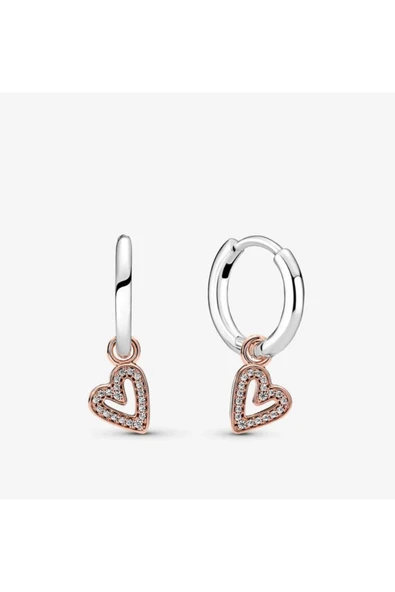 POSEİDONS JEWELLERY Işıltılı Kalpli Halka Küpeler ürün görseli 1