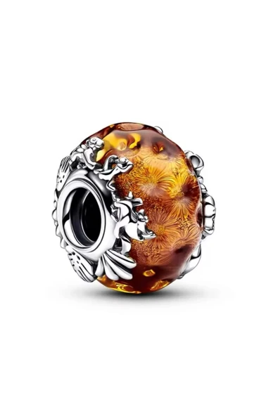 POSEİDONS JEWELLERY 925 Ayar Gümüş Lion King Murano Cam Charm ürün görseli 1