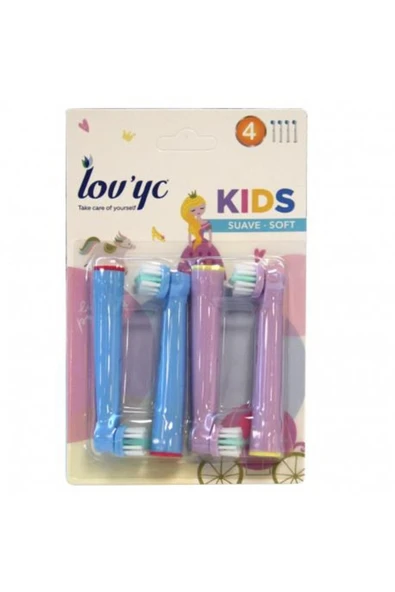 Lov'yc Kids Princess Yumuşak Elektrikli Diş Fırçası Yedeği 4'lü ürün görseli 1