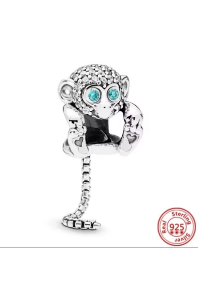 Lovecharm Gümüş Zirkon Taşlı Maymun Charm ürün görseli 1