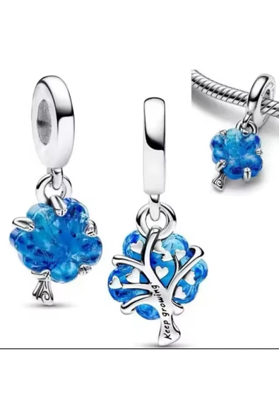Lovecharm Mavi Murano Aile Ağacı Gümüş Charm ürün görseli 1