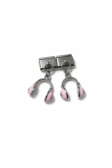 POSEİDONS JEWELLERY Pembe Kulaklık Figürlü İtalyan Charm ürün görseli 1