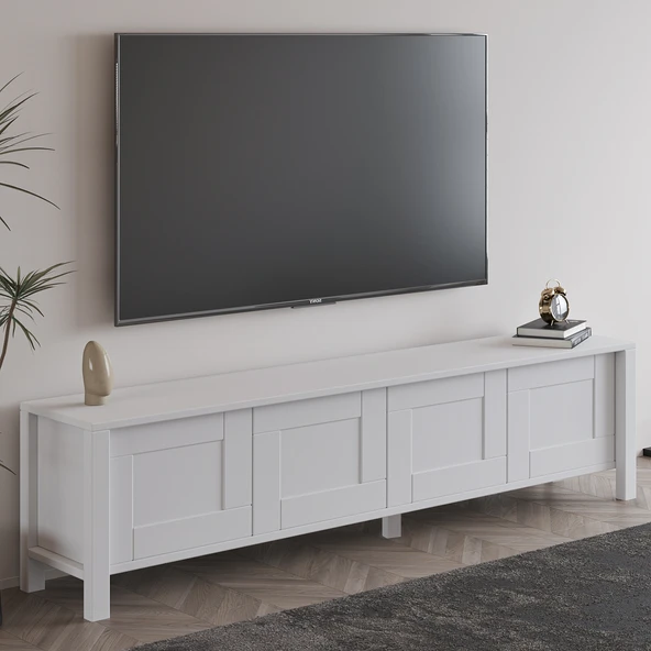 Vachel 4 Kapaklı Modern TV Sehpası - 160 cm  Beyaz ürün görseli 1