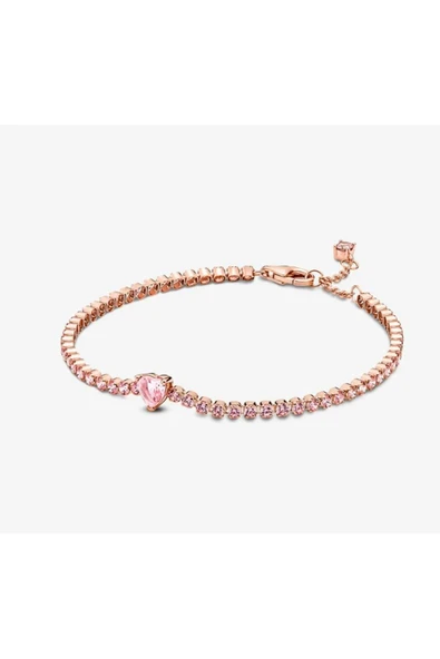 POSEİDONS JEWELLERY Işıltılı Kalp Tenis Bilezik ürün görseli 1
