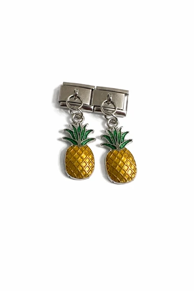 Lovecharm Ananas Figürlü Renkli İtalyan Charm – Çelik Bileklik Uyumlu Sallantılı Charm ürün görseli 1