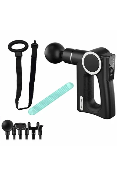 UNİDEN Kemerli Vücut Masaj Tabancası Massage Gun LED Ekran Profesyonel Kas Masajı Şarjlı Kablosuz ürün görseli 1