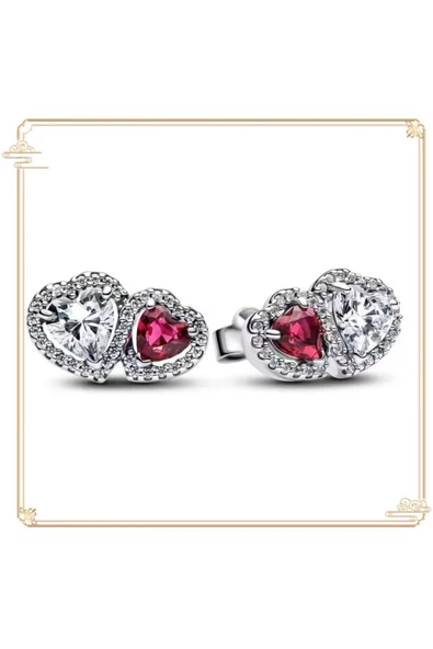 POSEİDONS JEWELLERY S925 Ayar Hale Kalpler Çivi Taşlı Minimal Küpe ürün görseli 1