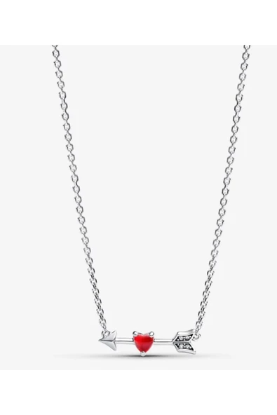 Lovecharm Ok Ve Murano Camı Kalp 925 Ayar Minimal Kolye ürün görseli 1