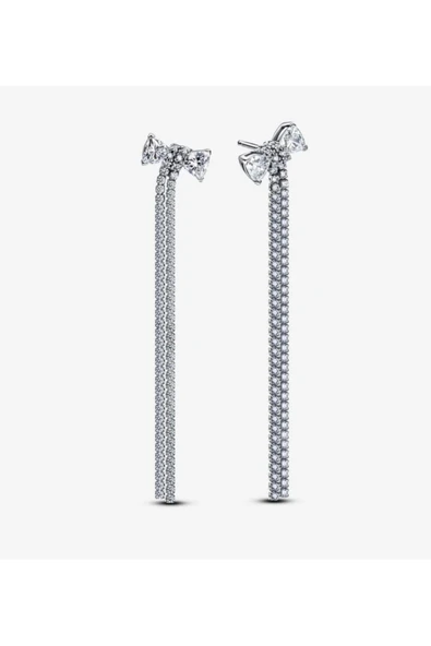 POSEİDONS JEWELLERY Poseidons Jewellery Zirkon Taşlı Pave Fiyonk 925 Ayar Damla Küpe ürün görseli 1