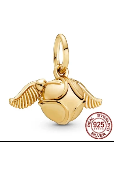 POSEİDONS JEWELLERY Harry Potter Kanatlı Gold Snatch Charm & Kolye Ucu ürün görseli 1