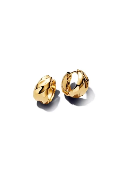 Lovecharm Gold Renk Dalgalı Geniş Halka Küpe ürün görseli 1