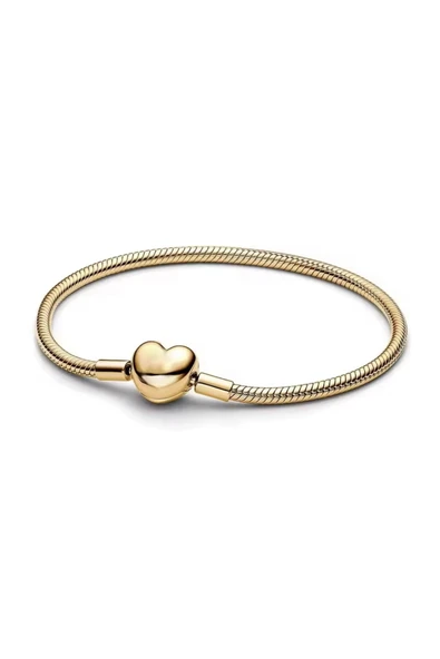 POSEİDONS JEWELLERY Gold Renk s925 Kalp Klipsli Yılan Zincir Bileklik ürün görseli 1