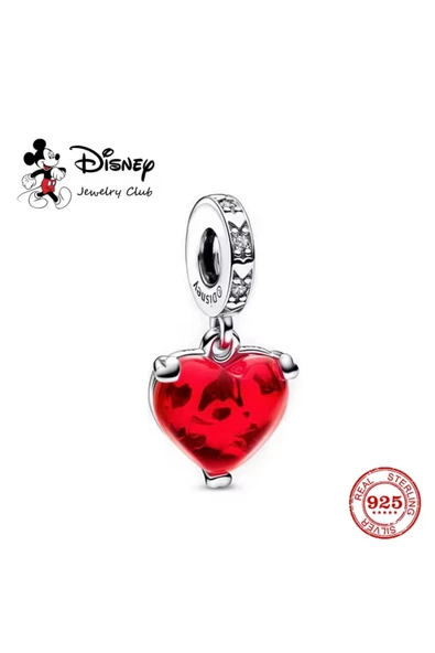POSEİDONS JEWELLERY Disney Mickey & Minnie Mouse Öpücük Kırmızı Murano Cam Sallantılı Charm ürün görseli 1