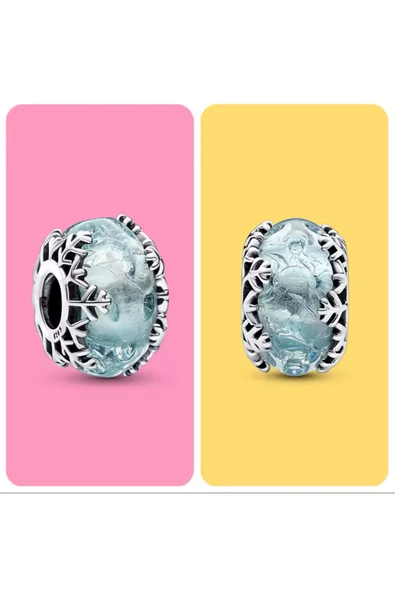 Lovecharm Gümüş Buz Mavisi Murano Kartanesi Charm ürün görseli 1