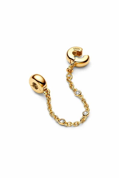 Lovecharm Gold Renk Şeffaf Üç Taşlı Güvenlik Zinciri ürün görseli 1