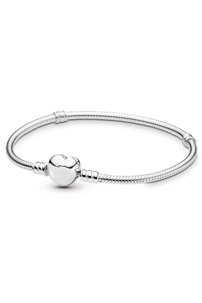 POSEİDONS JEWELLERY Poseidons Jewellery Moments Kalp Klipsli Gümüş Bileklik ürün görseli 1