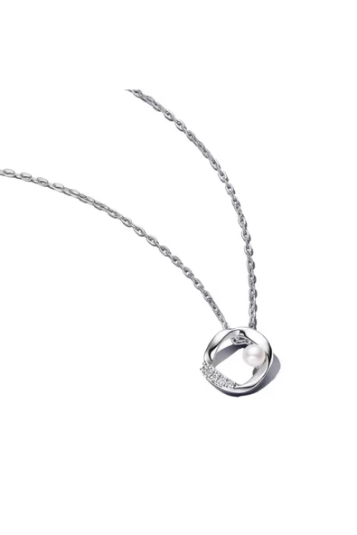 Lovecharm 925 Ayar Gümüş Doğal Şekilli Pavé Yuvarlak Ve Işlenmiş Tatlı Su Kültür Incisi Minimal Kolye ürün görseli 1