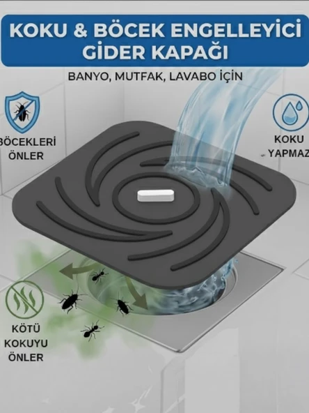 Beylini Kötü Koku Böcek Önleyici Gider Tıpası Lavabo Balkon Tuvalet Gider Kapatıcı Kapak Silikon Gri-Gri ürün görseli 1
