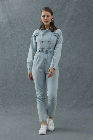 Mavi Blue Denim Tulum - Resim 4