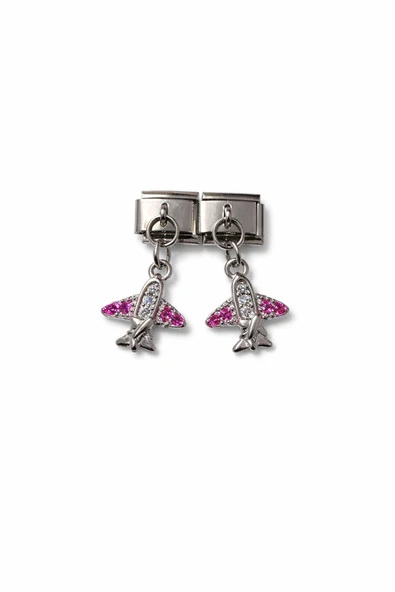 Hector&Co. Jewellery Pembe Taşlı Uçak Figürlü İtalyan Charm ürün görseli 1