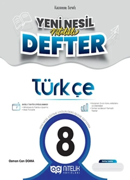 Nitelik Yayınları 8. Sınıf Akilli Defter Türkçe Yeni Nesil Nitelikli ürün görseli 1