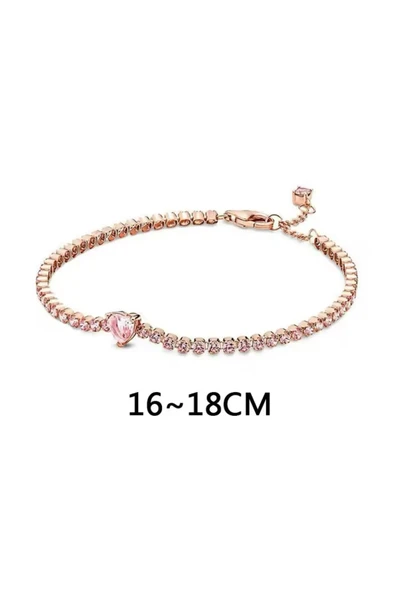Hector&Co. Jewellery Gümüş Işıltılı Kalp Pembe Tenis Bilezik ürün görseli 1