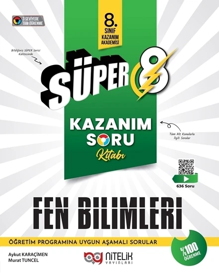 Nitelik Yayınları 8. Sınıf Süper Kazanim Fen Bilimleri Soru Kitabı ürün görseli 1