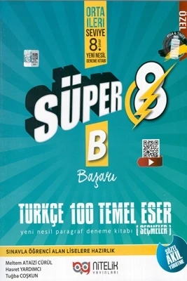 Nitelik Yayınları 8. Sınıf Süper Türkçe 100 Temel Eser Paragraf Soru Yeni Nesil ürün görseli 1
