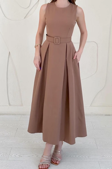 Vizon Halter Yaka Kloş Elbise - Resim 2