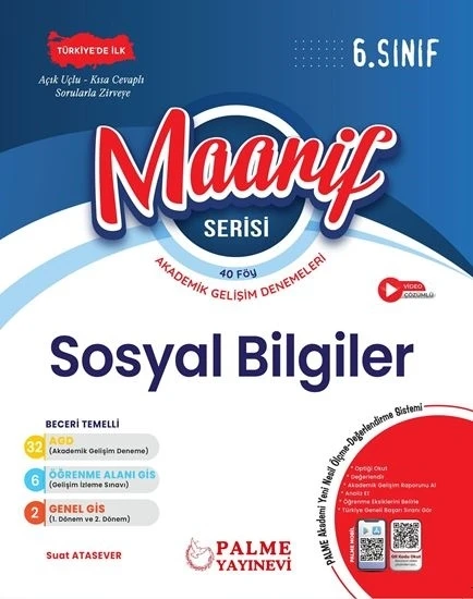 Palme Yayınevi Hazırlık 6. Sınıf Maarif Serisi Sosyal Bilgiler Haftalık Deneme (40Föy) ürün görseli 1
