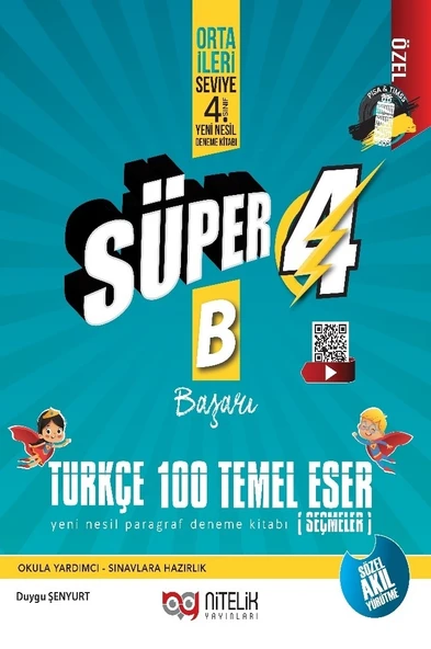 Nitelik Yayınları 4. Sınıf Yeni Nesil Süper Türkçe 100 Temel Eser ürün görseli 1