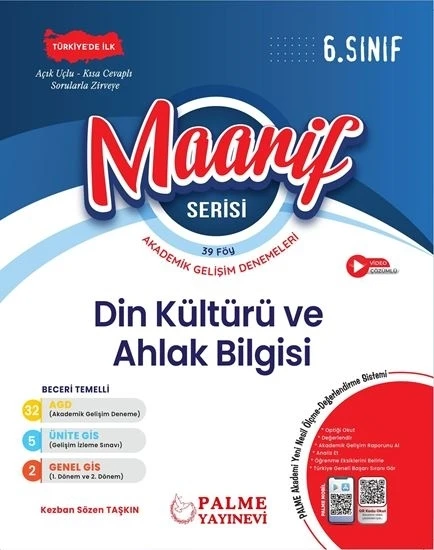 Palme Yayınevi Hazırlık 6. Sınıf Maarif Serisi Din Kültürü Haftalık Deneme (39 Föy) ürün görseli 1