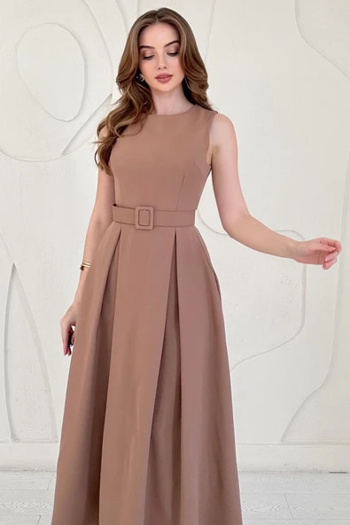 Vizon Halter Yaka Kloş Elbise - Resim 3