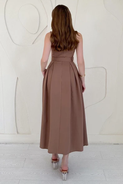 Vizon Halter Yaka Kloş Elbise - Resim 4