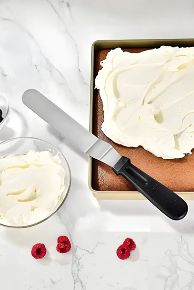 Eğik Oval Uçlu Pasta Sıvama Spatulası - Siyah - Yüksek Kalite - Dayanıklı Ve Pratik ürün görseli 1