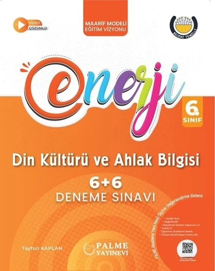 Palme Yayınevi Hazırlık 6. Sınıf Enerji 6+6 Din Kültürü ve Ahlak Bilgisi Deneme Sınavı ürün görseli 1