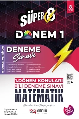 Nitelik Yayınları 8. Sınıf 1.Dönem Süper Matematik 8'Li Deneme Sınavı ürün görseli 1