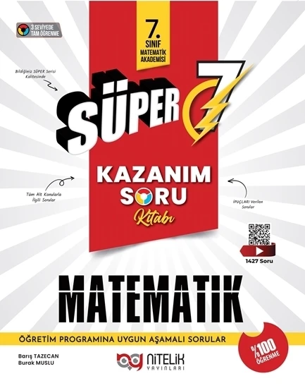 Nitelik Yayınları 7. Sınıf Süper Kazanim Matematik Soru Kitabı ürün görseli 1